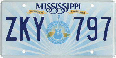 MS license plate ZKY797