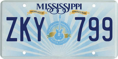 MS license plate ZKY799