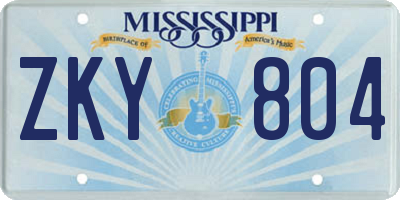 MS license plate ZKY804