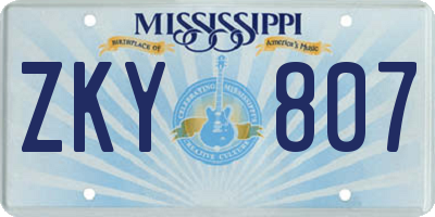MS license plate ZKY807