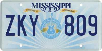 MS license plate ZKY809