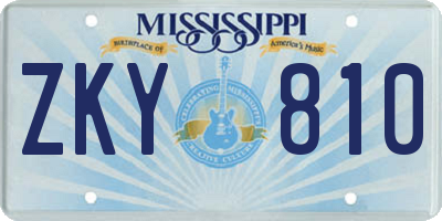 MS license plate ZKY810
