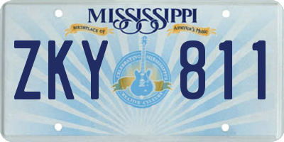 MS license plate ZKY811