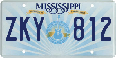 MS license plate ZKY812