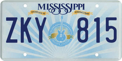 MS license plate ZKY815