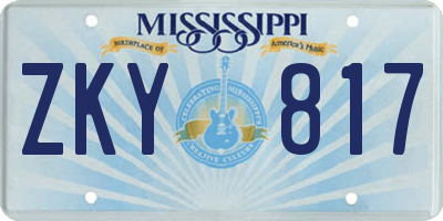 MS license plate ZKY817