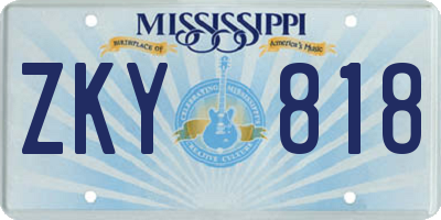 MS license plate ZKY818