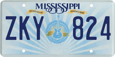 MS license plate ZKY824