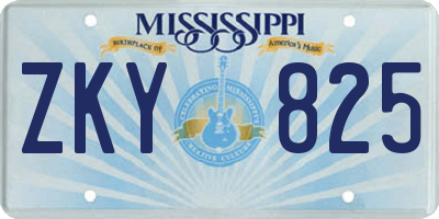 MS license plate ZKY825