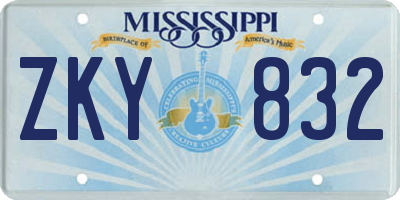 MS license plate ZKY832