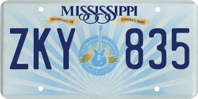 MS license plate ZKY835