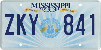 MS license plate ZKY841