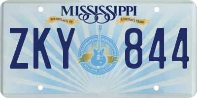 MS license plate ZKY844