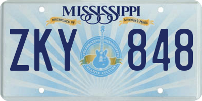 MS license plate ZKY848