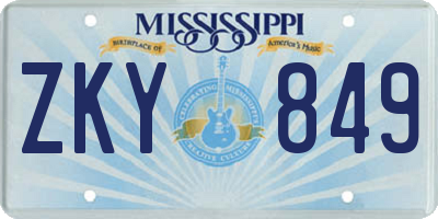 MS license plate ZKY849