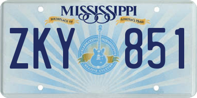 MS license plate ZKY851