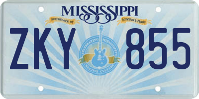 MS license plate ZKY855