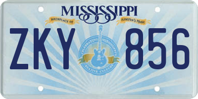 MS license plate ZKY856