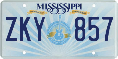 MS license plate ZKY857