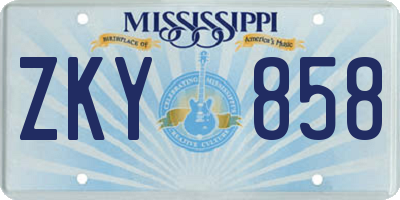 MS license plate ZKY858