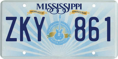 MS license plate ZKY861
