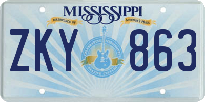 MS license plate ZKY863
