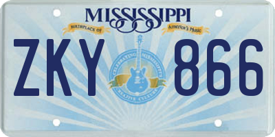 MS license plate ZKY866