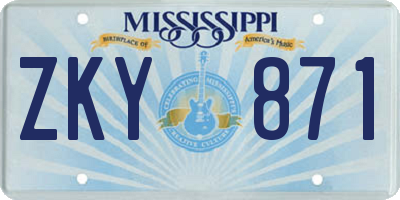 MS license plate ZKY871