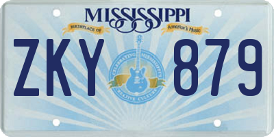 MS license plate ZKY879