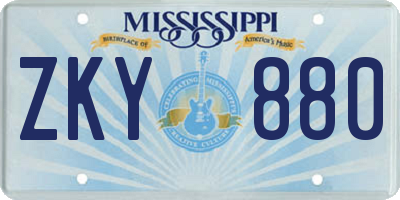MS license plate ZKY880