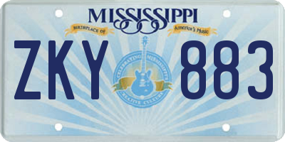 MS license plate ZKY883