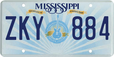 MS license plate ZKY884