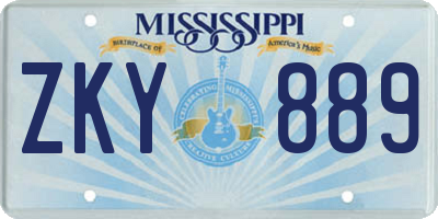 MS license plate ZKY889