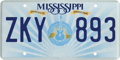 MS license plate ZKY893