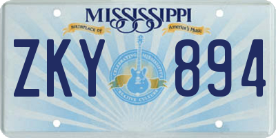 MS license plate ZKY894