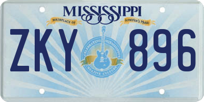 MS license plate ZKY896