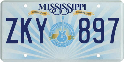 MS license plate ZKY897