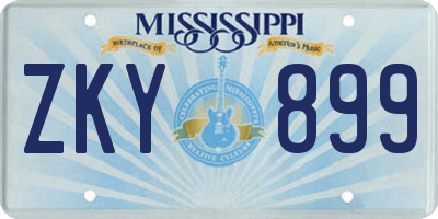 MS license plate ZKY899