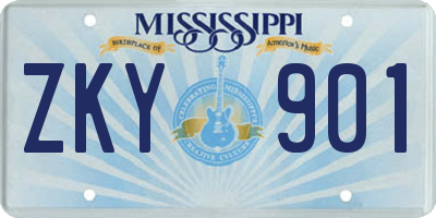 MS license plate ZKY901