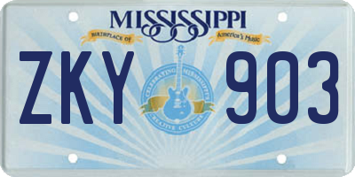 MS license plate ZKY903