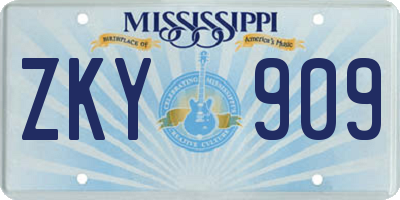 MS license plate ZKY909