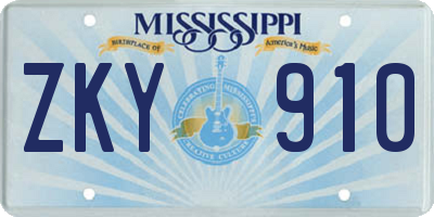 MS license plate ZKY910