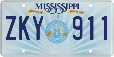 MS license plate ZKY911