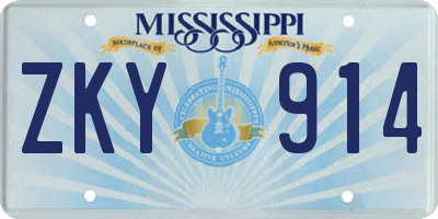 MS license plate ZKY914