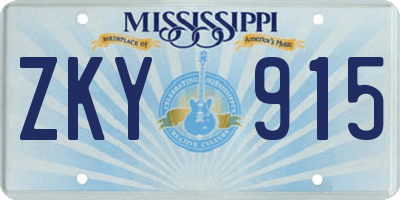 MS license plate ZKY915