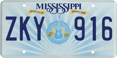 MS license plate ZKY916