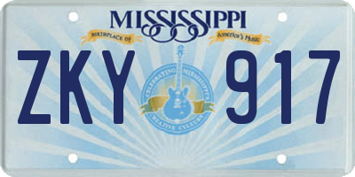 MS license plate ZKY917