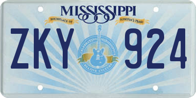 MS license plate ZKY924
