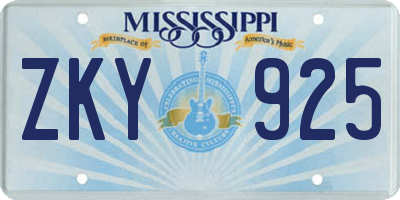 MS license plate ZKY925