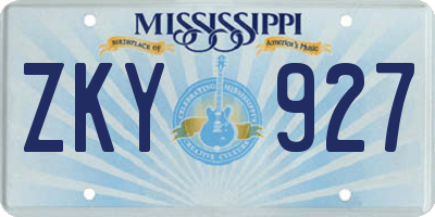 MS license plate ZKY927